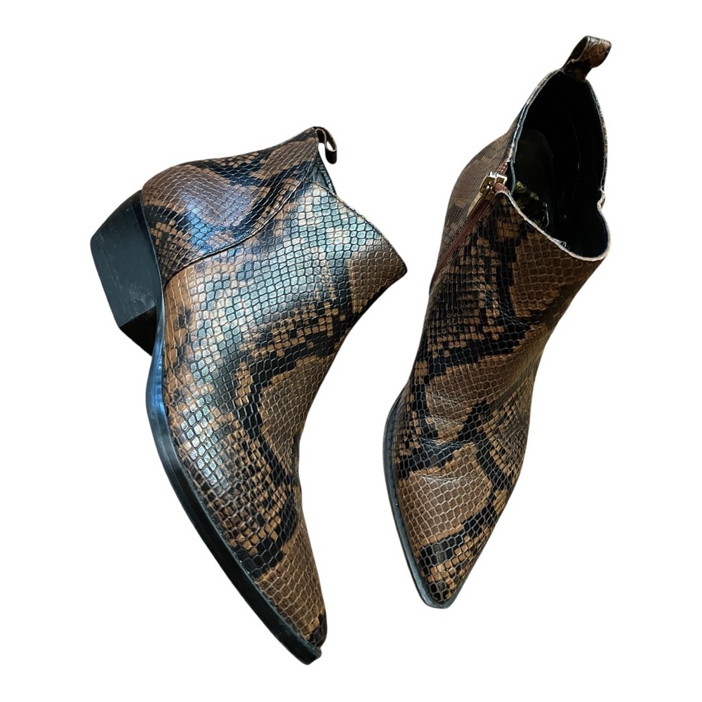Marc Fisher Snake Embossed Leather Ankle Boots